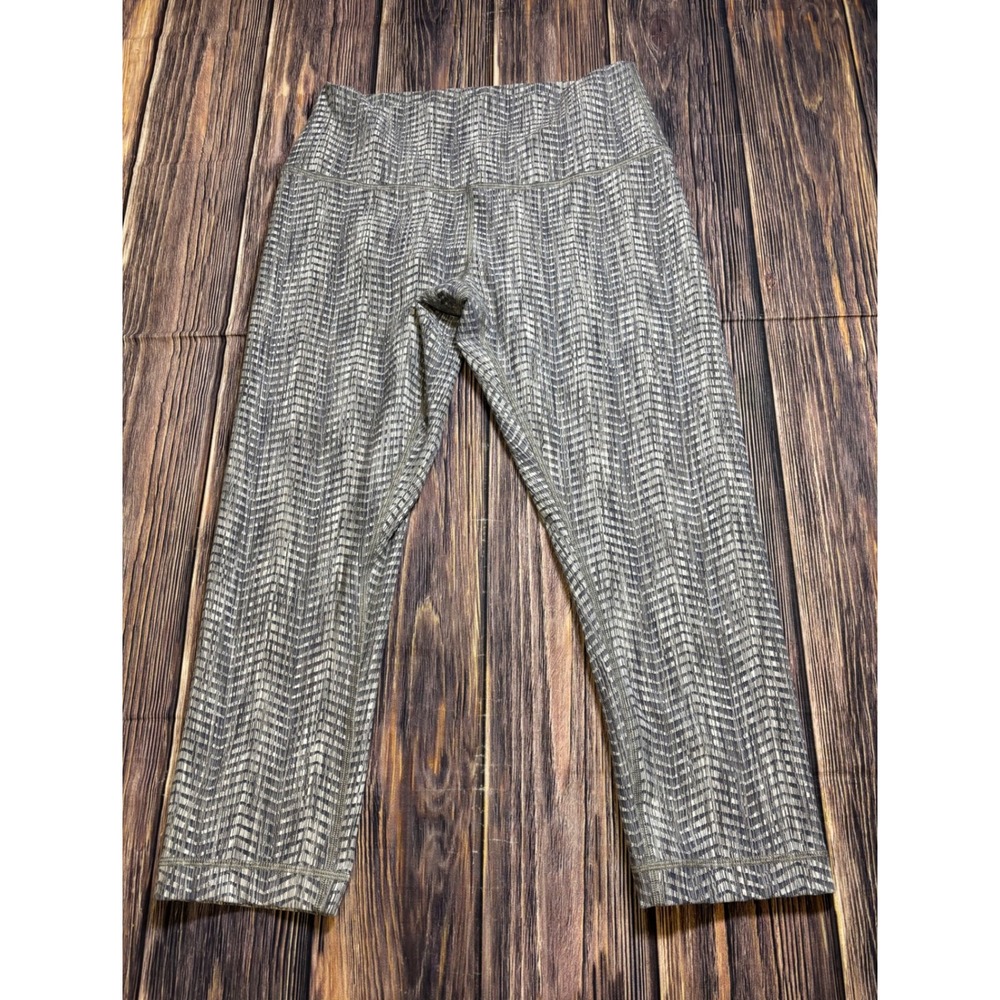 Lululemon Wunder Under Womens Gray White Size 6 Hi-Rise Patterned Athletic Yoga